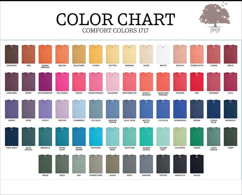 the color chart for the color chart for the color chart