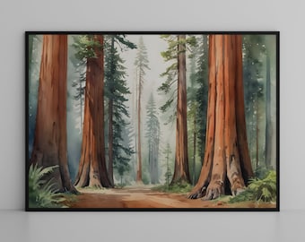 Redwood Forest Aquarell Wandkunst