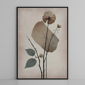 Japandi neutral Scandinavian wall art, wabi sabi spa art print, minimalist modern Japanese framed home decor, trendy earthy aesthetic