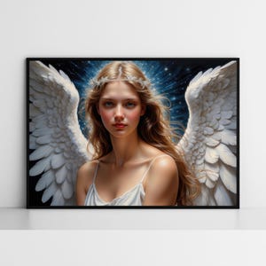 Angel Painting, Guardian Angel, Christmas Wall Decor, Angel Gift, Angel Art Print, Religious Art