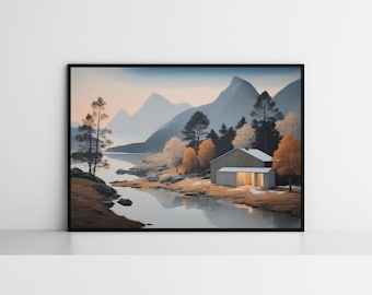 Japandi Landscape Art Print: Framed Japanese Wall Art
