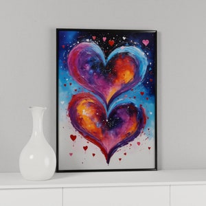 Colorful Love Heart Galaxy Wall Decor, Vibrant Art, DIGITAL PRINT