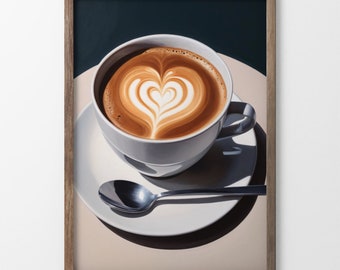 Latte Love Coffee Lovers Wandkunst, Küchendekoration, digitaler Download