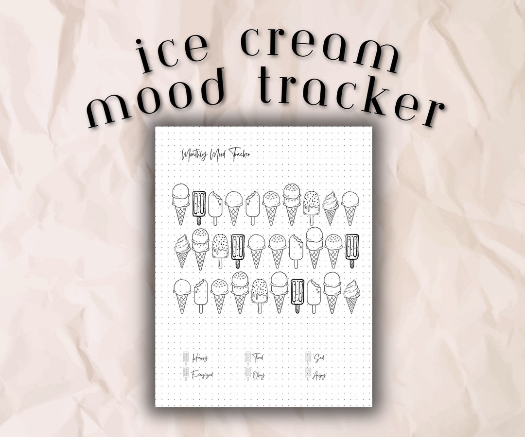Ice Cream Daily Mood Tracker Printable, Monthly Mood Log, Mood Track ...