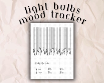Glühbirnen Täglicher Mood Tracker Printable, Monatliches Stimmungslog, Stimmungstrack Bullet Journal, Mood Trackers Journal Seiten, Digital Mood Tracker