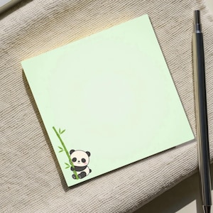 Notas adhesivas de panda adorables / Bloc de notas de bambú kawaii / Bloc de notas de oso panda / Notas adhesivas de 3x3 / Accesorios de escritorio adorables