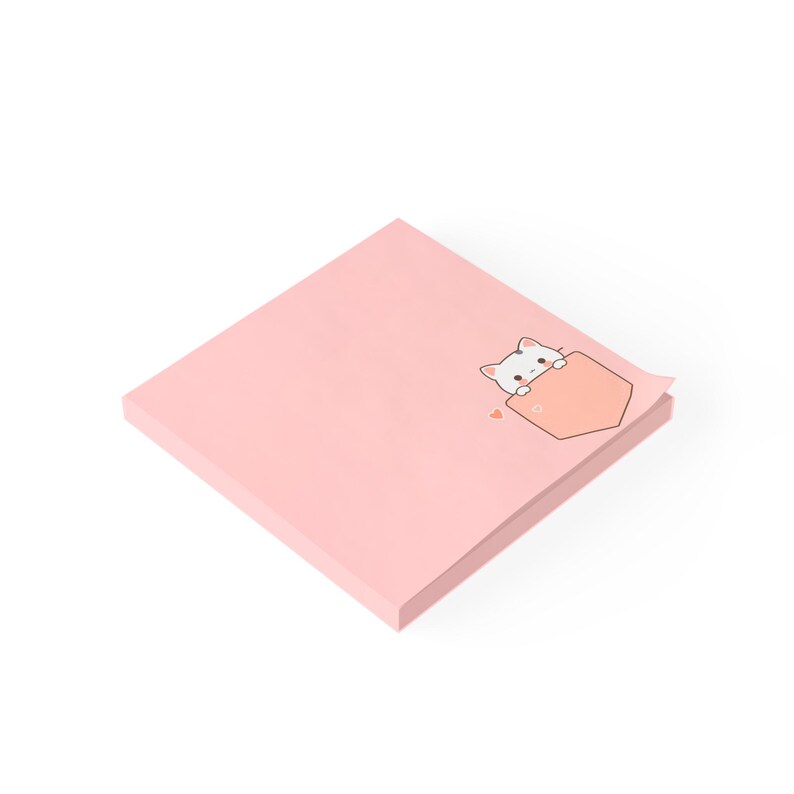Cute Cat Sticky Notes - Pink Kawaii Post It Notes - Pocket Kitty Memo ...
