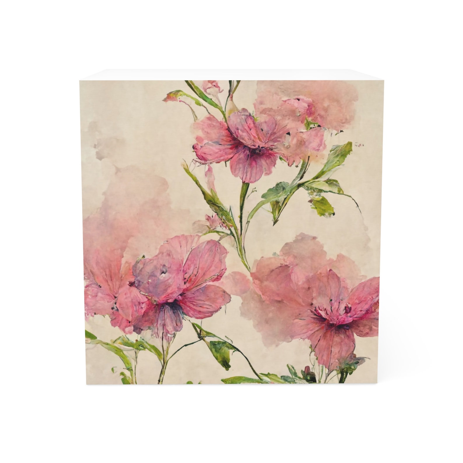 Watercolor Floral Sticky Note Cube - 3x3 Memo Pad, 700 Sheets, Desk ...