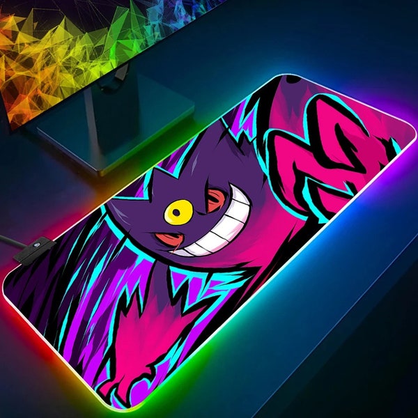 Tapis de Souris Pokémon RVB lumineux, LED, pour PC Gamer, Capturez l'Énergie de Jeu avec Style avec Ectoplasma