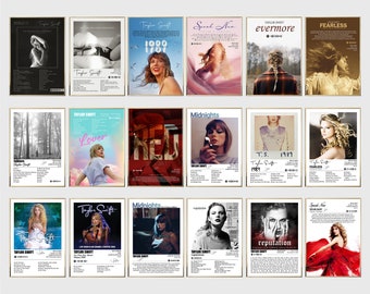 Zestaw plakatów wszystkich albumów Swiftie, wydruki okładek albumów Swift, plakat muzyczny, pobieranie cyfrowe