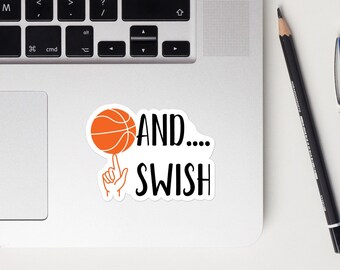 Decalcomania adesiva per basket, Idea regalo per basket, Regalo per amante del basket, Decalcomanie per adesivi per laptop, Adesivi divertenti e carini