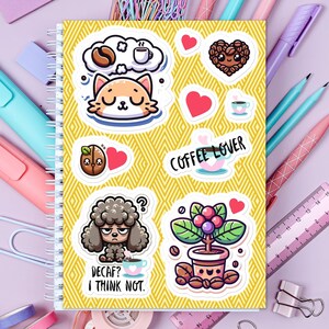 Sticker sheet coffee lover coffee humor stickers coffee fun humor gifts stickers coffee