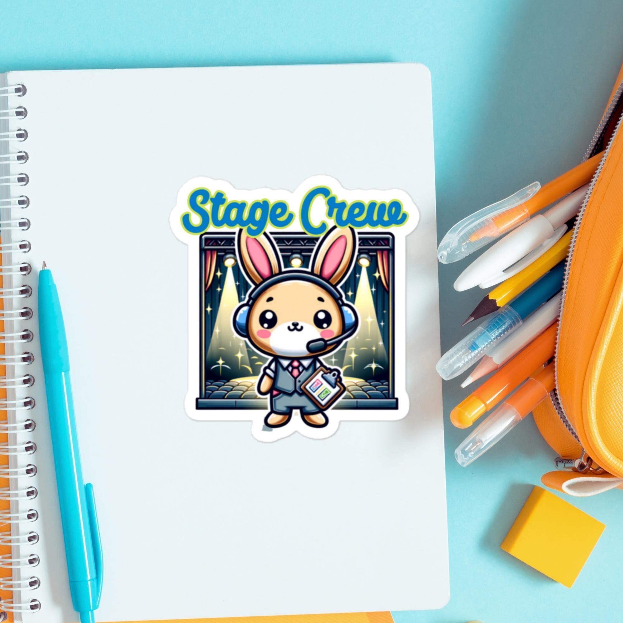 Tour Crew Sticker Bunny Stage Crew Sticker Headset Stage Crew Technician Sticker Bubble ...