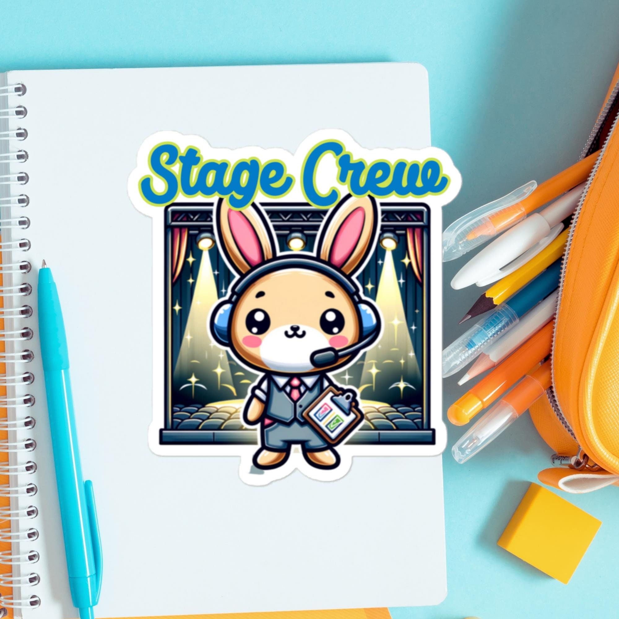 Tour Crew Sticker Bunny Stage Crew Sticker Headset Stage Crew Technician Sticker Bubble ...