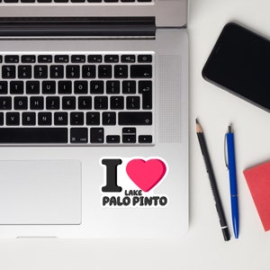 Texas pride stickers, I heart Lake Palo Pinto, Texas laptop decals, Texas fun stickers, Texas humor gifts, Texas water bottle stickers