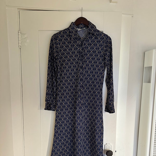 Vintage Lanvin Blue Horsebit Shirtdress