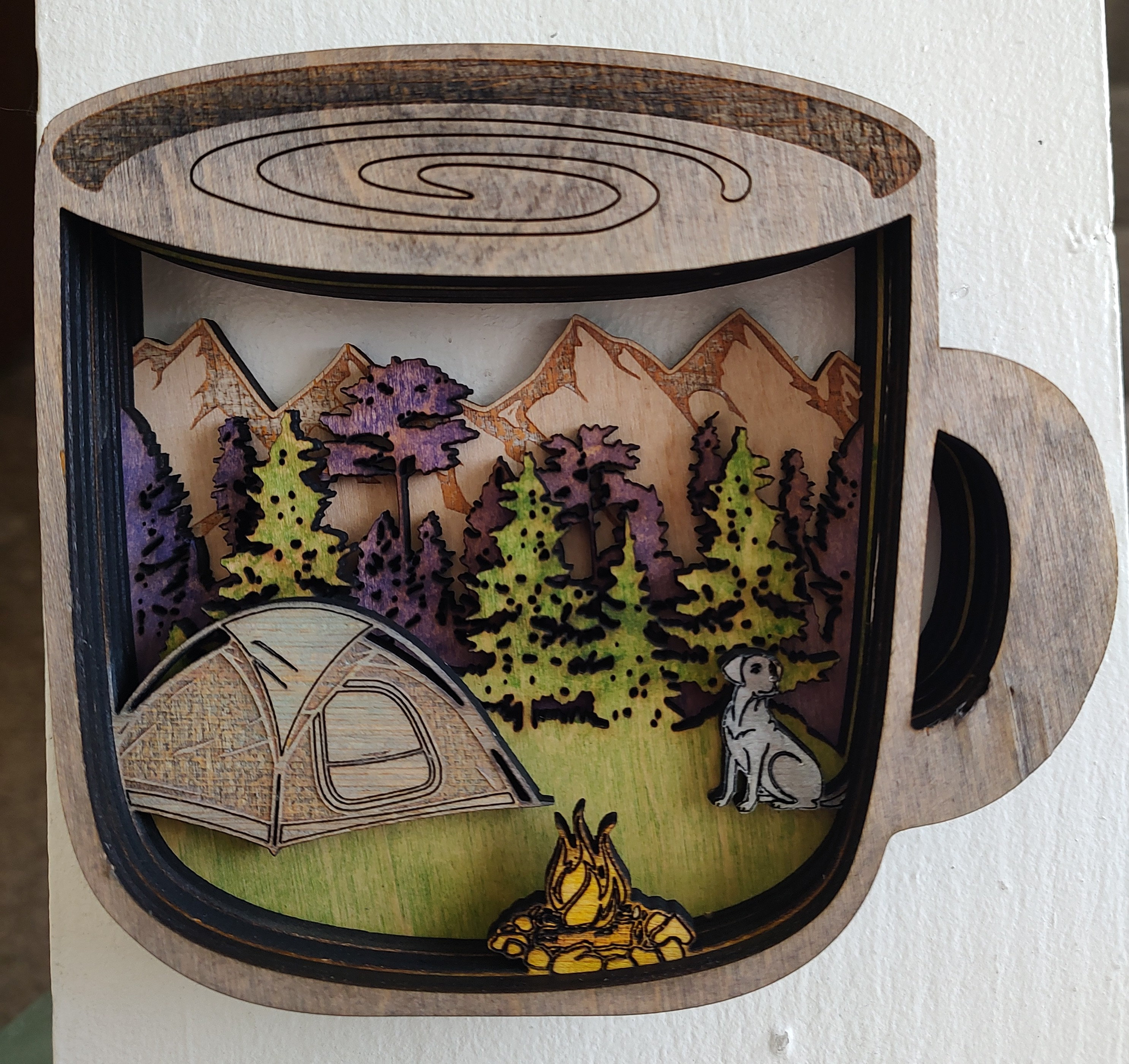 Camping Coffee Cup SVG Multi Layered Wood Art Etsy