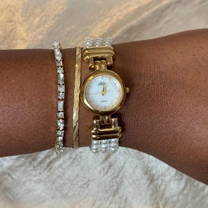 Vintage gold pearl watch| womans watch |  gifts for her | vintage watches | ladies watch | gold jewelry | vintage piece