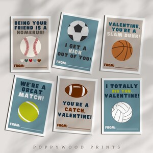 Sport druckbare Valentinstagskarten für Kinder - Sofortiger Download Klassenzimmer Valentinstagskarten - Digitale Valentinstagskarten