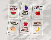 Fruit Printable Valentine Cards for Kids - Instant Download Classroom Valentine's Day Cards - Digital Valentine Cards