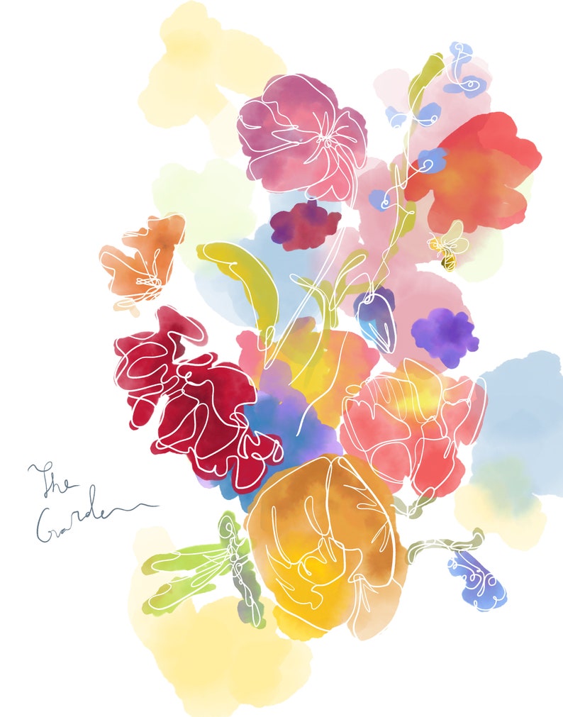 Printable Watercolor Wall Art Watercolor Wall Art Garden Art Flower Art ...