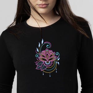 Lotus Flower Mandala Machine Embroidery Pattern, 3 Sizes, Embroidery File, Modern T-Shirt Design (Digital Download)