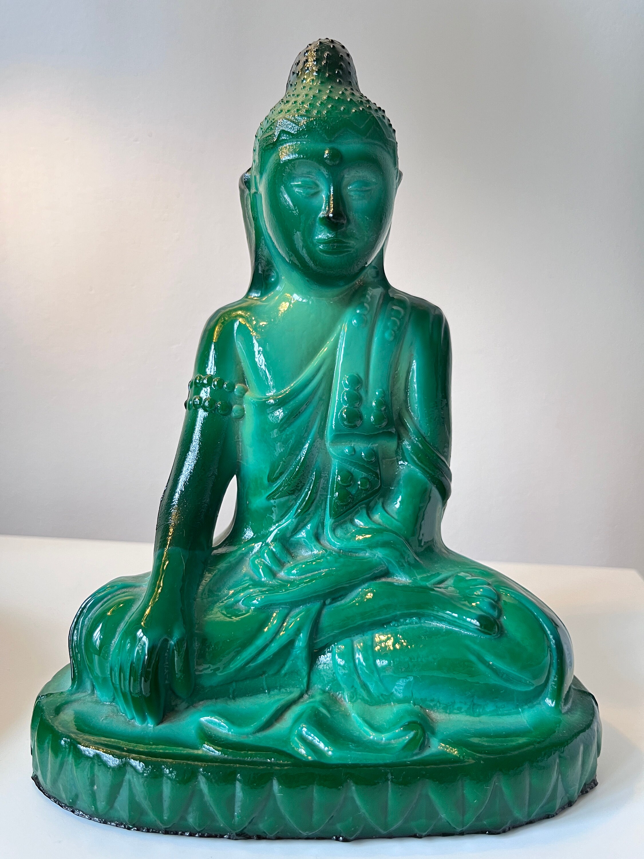 Bohemia Jade Malachite Glass Buddha ART DECO 1930's Made by hand in Czechoslovakia Curt Schlevogt INGRID Top Condition Must Have! Very Rare