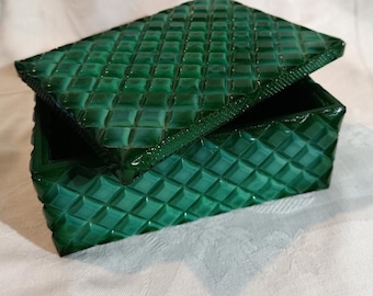 Bohemia Jade Malachite Glass Very Rare Box Dose 1940&#39;s Made by hand in Czechoslovakia Curt Schlevogt Top Condition Must Have!