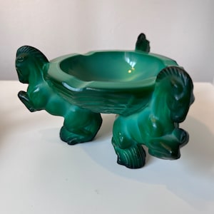 Glamorous Art Deco Ashtray Malachite Jade Art Glass 1930&#39;s H.Hoffmann by Lalique Pegas