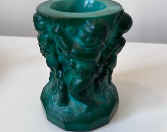 Bohemia Jade Malachite Glass Vase ART DECO 1930&#39;s Made by hand in Czechoslovakia H.Hoffmann Curt Schlevogt INGRID Top Condition Must Have