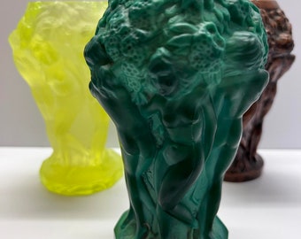 Bohemia Jade Malachite Glass Vase ART DECO 1930&#39;s Made by hand in Czechoslovakia H.Hoffmann Curt Schlevogt INGRID Top Condition Must Have!