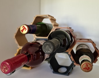 Portabottiglie modulare, espositore vino esagonale, portavino stampato 3d, infinite composizioni, personalizzabile, wine holder, custom