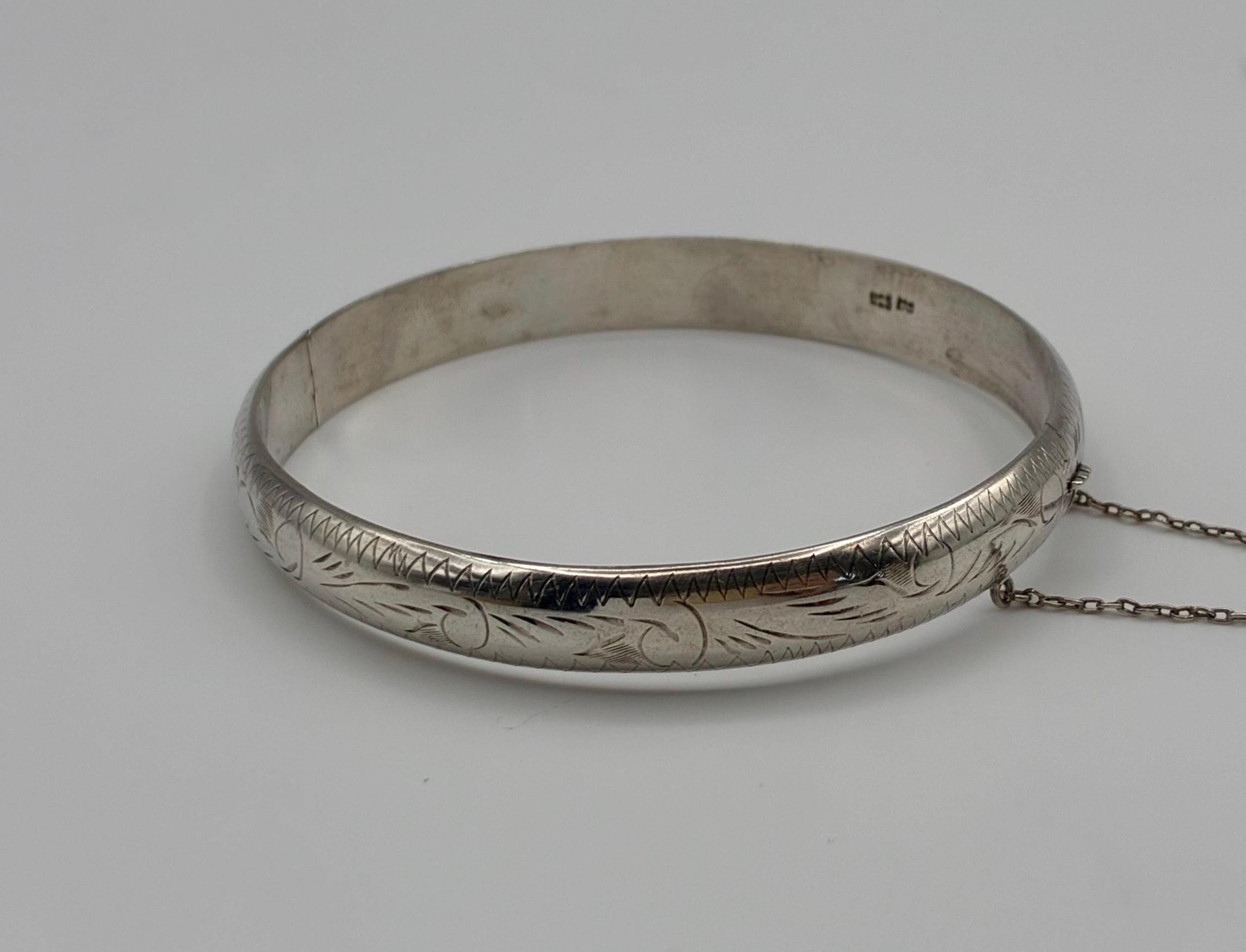 アクセサリー s925 Vintage Silver Bangle 925 Silver Bangles Vintage - Etsy