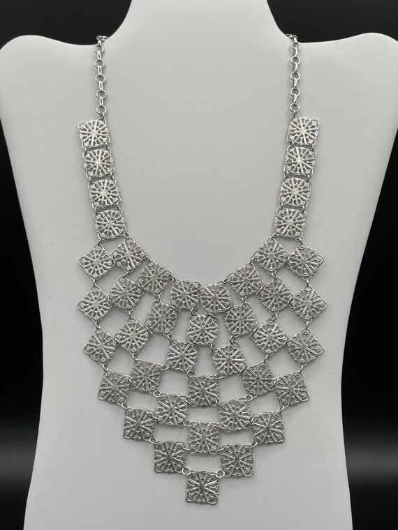 Vendome Silver Tone Bib Necklace from the 1960s