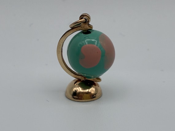 Vintage 10k Gold Globe Charm | Spinning Mechanical Globe
