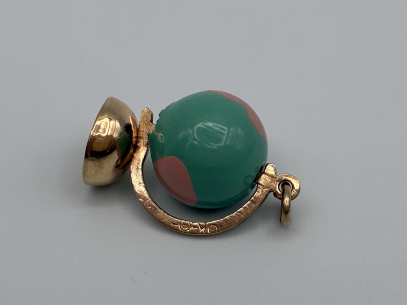 Vintage 10k Gold Globe Charm | Spinning Mechanical Globe image 5