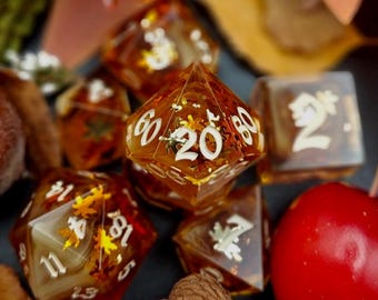 Rustling Forest 7 Piece Polyhedral Handmade Dice Set