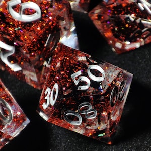 Vampire Party 7 Piece Polyhedral Handmade Dice Set
