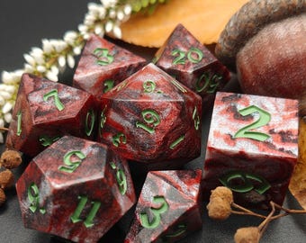 Oak Oath 7 Piece Polyhedral Handmade Dice Set