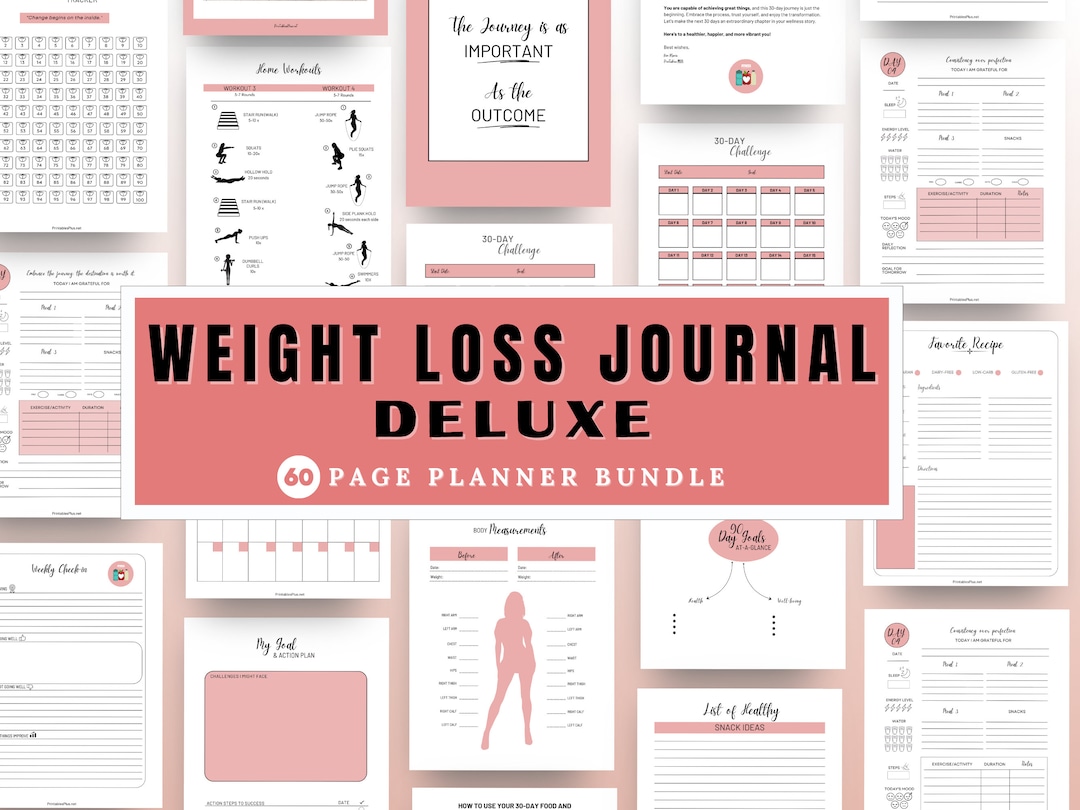 Weight Loss Journal Printable, Food Diary, Weightloss Tracker Printable ...