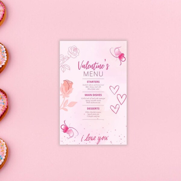 Valentines Day Menu Template, Canva Restaurant Menu alentines menu printable template, Valentines day, menu flyer for your Valentine