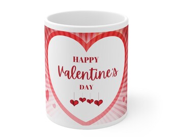 Burst of Hearts Valentine Day Coffee Mug - 11oz - Gifts for Teacher - Gifts for Her - Valentine's Day