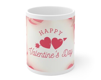 Double Hearts Valentine Day Coffee Mug - 11oz - Gifts for Teacher - Gifts for Her - Valentine's Day
