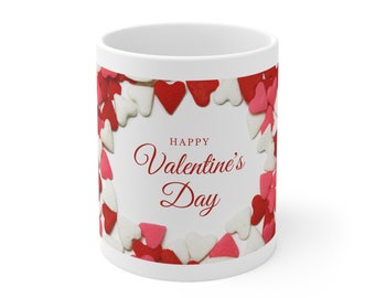 Candy Hearts Valentine Day Coffee Mug - 11oz - Gifts for Teacher - Gifts for Her - Valentine's Day