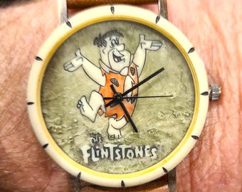Vintage Fred Flintstone Fossil Watch mens  with carrying case and original box