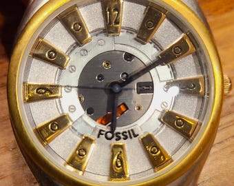 Vintage Fossil Mens Watch leather band used