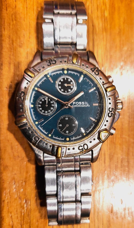 Vintage Fossil Mens Watch With Metal Band Chronomaster - Etsy display picture 3