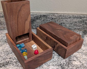 American Black Walnut Dice Tower and Tray- Handmade, Made to Order!