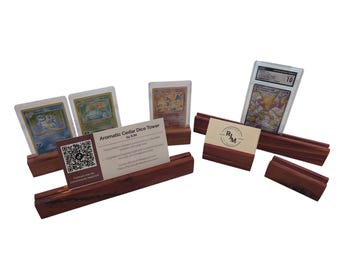Cedar Trading Card and Business Card Display Stand