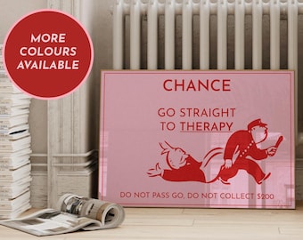 Monopoly-Inspired Therapy Poster, Funny Mental Health Art